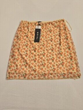 Motel Rocks Cream Mini Skirt with Orange Floral Print